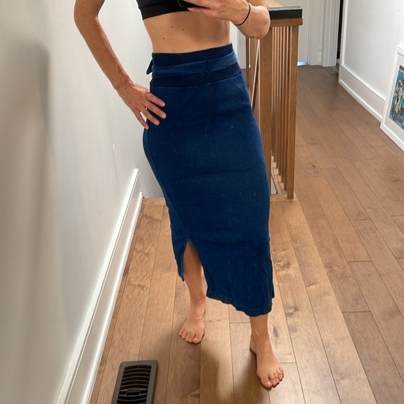 AG by Adriano Goldschmied denim optic dress skirt detached tie waistband size S - Picture 4 of 12